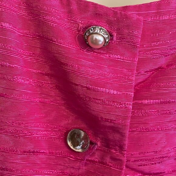 Vtg 80s Bridal Originals bright fuchsia pink 2 pc taffeta dressy outfit - Picture 6 of 13